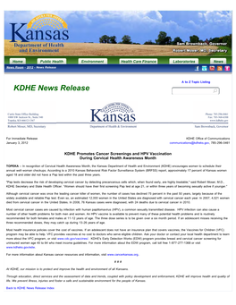 KDHE News Release