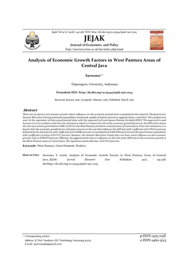 Analysis of Economic Growth Factors in West Pantura Areas of Central Java