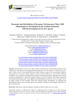 (Hymenoptera: Formicidae) in the Arabian Peninsula, with the Description of Two New Species