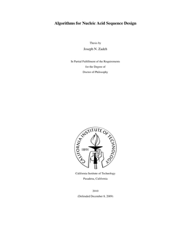 Algorithms for Nucleic Acid Sequence Design