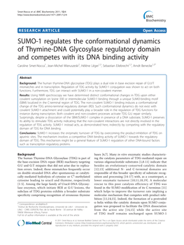 SUMO-1 Regulates the Conformational Dynamics of Thymine-DNA