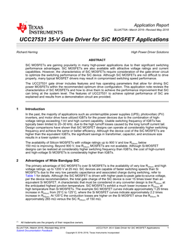 UCC27531 35-V Gate Driver for Sic MOSFET Applications (Rev. A)