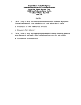 GAFAC Expenditure Study Workgroup Agenda Materials