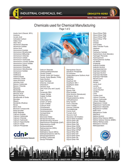 Chemicals Used for Chemical Manufacturing Page 1 of 2