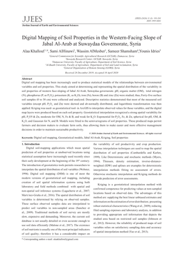 Digital Mapping of Soil Properties in the Western-Facing Slope of Jabal