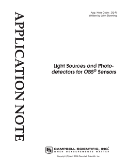 Light Sources and Photodetectors for OBS® Sensors Application Note
