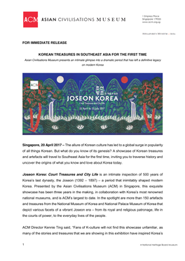 20 April 2017:Korean Treasures in Southeast Asia for the First Time