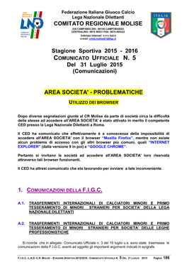 COMITATO REGIONALE MOLISE Stagione Sportiva 2015