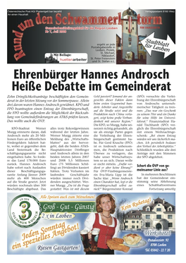 Ehrenbürger Hannes Androsch Heiße Debatte Im Gemeinderat