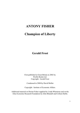 ANTONY FISHER Champion of Liberty