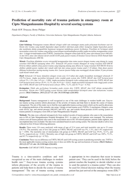 Prediction of Mortality Rate of Trauma Patients in Emergency Room at Cipto Mangunkusumo Hospital by Several Scoring Systems