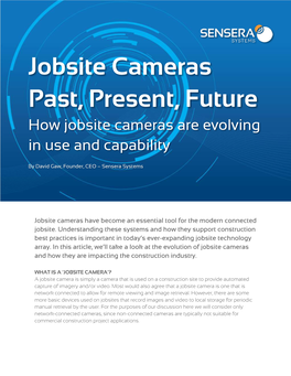 Jobsite Cameras Past, Present, Future
