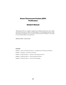 Green Fluorescent Protein (GFP) Purification Student Manual