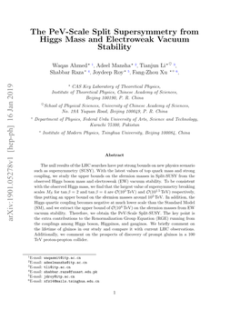 The Pev-Scale Split Supersymmetry from Higgs Mass and Electroweak Vacuum Stability