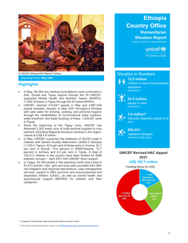 Ethiopia Country Office Humanitarian Situation Report Includes Results from Tigray Response