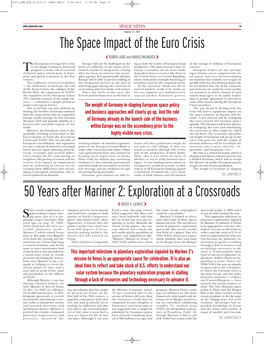 The Space Impact of the Euro Crisis 50 Years After Mariner 2: Exploration at a Crossroads