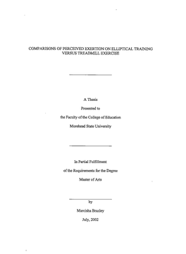 Comparisons of Perceived Exertion of Elliptical Training Versus Treadmill