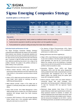 Sigma Emerging Companies Strategy