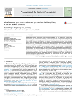 Geodiversity, Geoconservation and Geotourism in Hong Kong Global