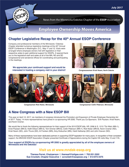 Chapter Legislative Recap for the 40Th Annual ESOP Conference Visit Us