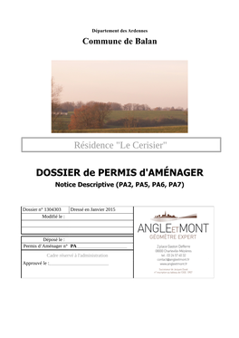 "Le Cerisier" DOSSIER De PERMIS D'aménager