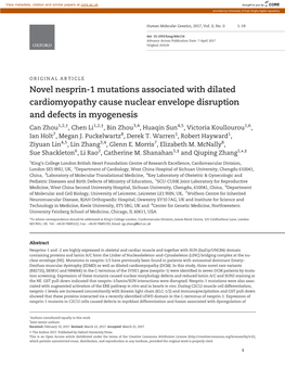 Novel Nesprin-1 Mutations Associated with Dilated