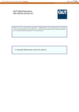 Airport City Developments in Australia : Land Use Classification and Analyses