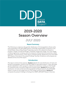 2019-2020 Season Overview JULY 2020