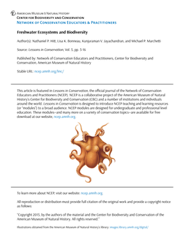 Freshwater Ecosystems and Biodiversity