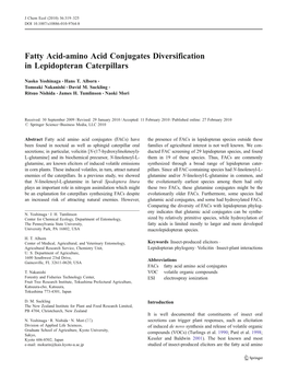 Fatty Acid-Amino Acid Conjugates Diversification in Lepidopteran Caterpillars