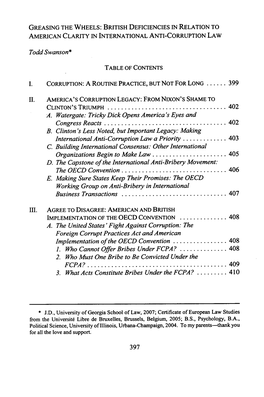 British Deficiencies in Relation to American Clarity in International Anti-Corruption Law