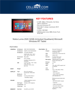 Nokia Lumia 2520 32GB (Unlocked Quadband) Microsoft Windows RT Tablet