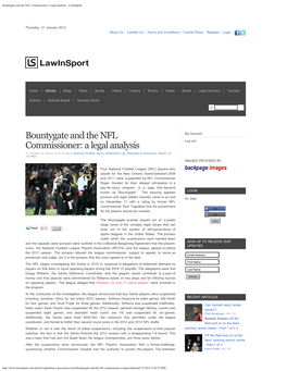 Bountygate and the NFL Commissioner: a Legal Analysis - Lawinsport