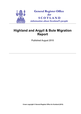 Highland and Argyll & Bute Migration Report