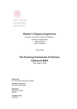 Master's Degree Programme
