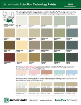 Product and Color Availability Sheet SOUTH