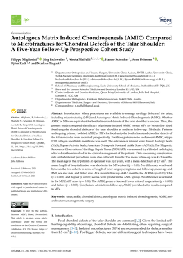 (AMIC) Compared to Microfractures for Chondral Defects of the Talar Shoulder: a Five-Year Follow-Up Prospective Cohort Study