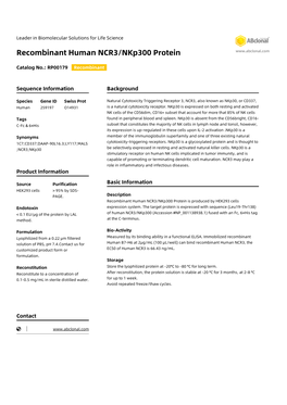 Recombinant Human NCR3/Nkp300 Protein