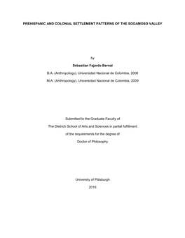 Prehispanic and Colonial Settlement Patterns of the Sogamoso Valley