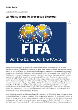 La Fifa Suspend Le Processus Électoral