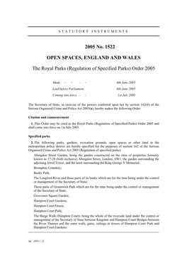 2005 No. 1522 OPEN SPACES, ENGLAND and WALES the Royal