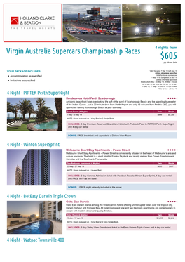 Virgin Australia Supercars Championship Races $605 Pp Share Twin