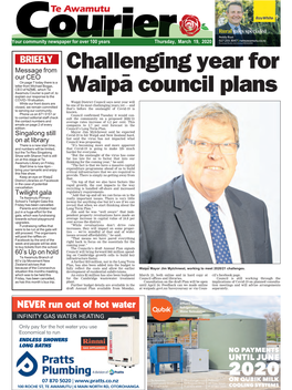 Te Awamutu Courier Is Part Of, to Waipa¯Council Plans Explain Our Response to the COVID-19 Situation