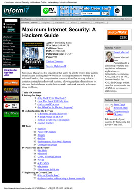 Maximum Internet Security: a Hackers Guide - Networking - Intrusion Detection
