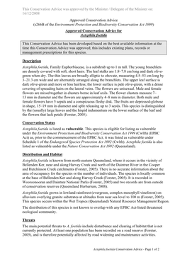 Approved Conservation Advice for Actephila Foetida