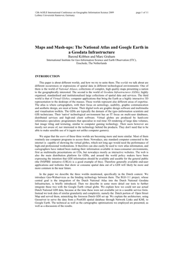 The National Atlas and Google Earth in a Geodata Infrastructure