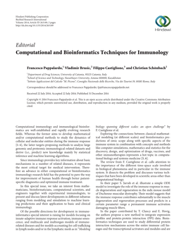 Editorial Computational and Bioinformatics Techniques for Immunology