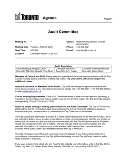 Agenda Audit Committee