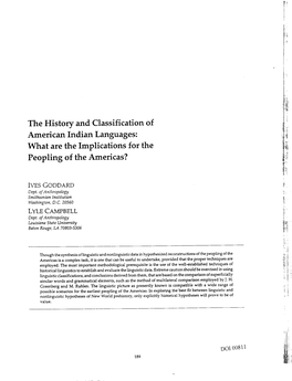 The History and Classification of American Indian Languages: What Are the Implications for the Peopling of the Americas?