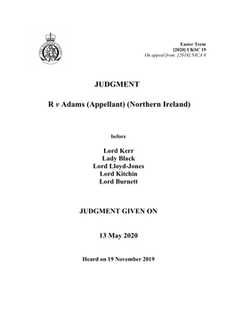 R V Adams (Appellant) (Northern Ireland)